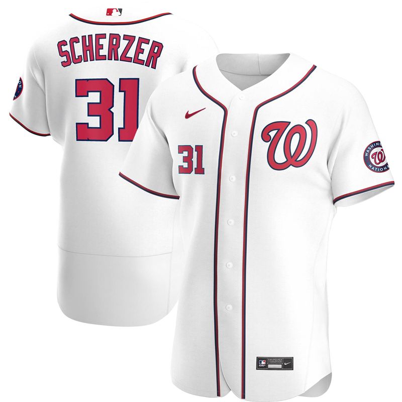 Men Washington Nationals 3 Max Scherzer Nike White Home 2020 Authentic Player Jersey